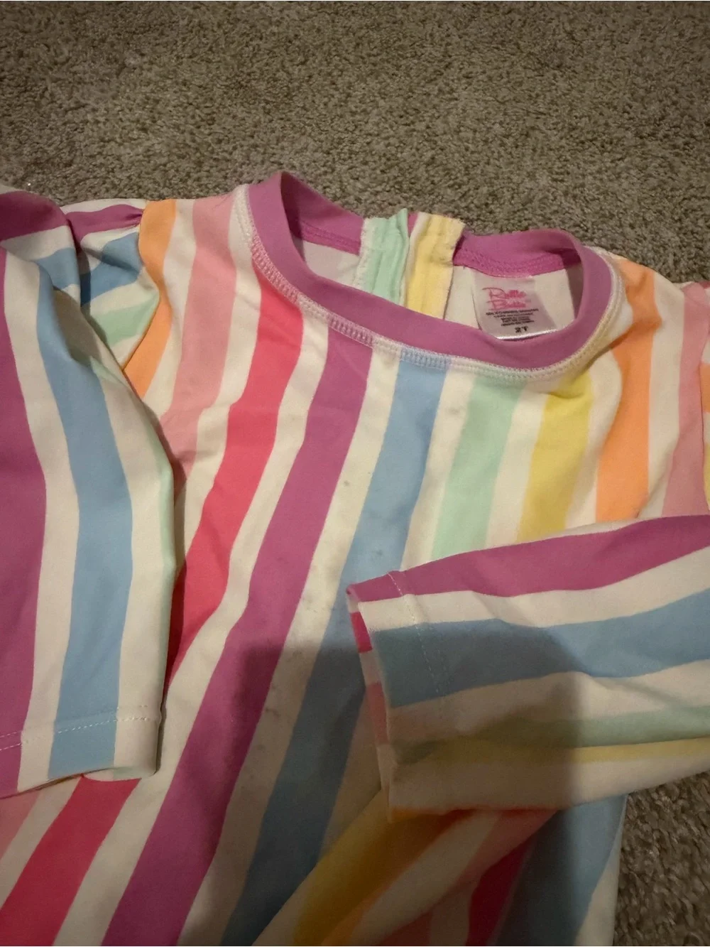 Girls' Long-Sleeve Rashguard Set - Pastel Floral & Rainbow Stripe